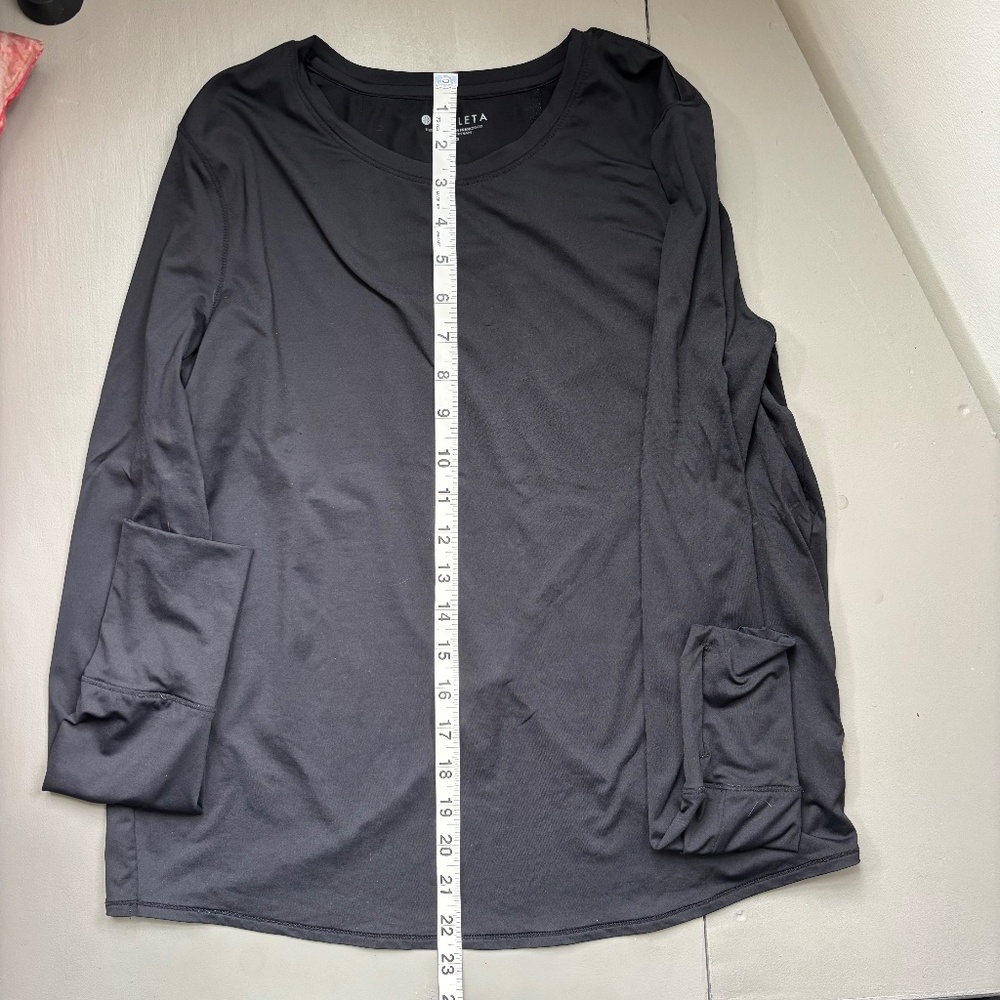 Athleta Long Sleeve Sun Protection Cross Back Short black SP UPF 50 hike - Picture 5 of 8